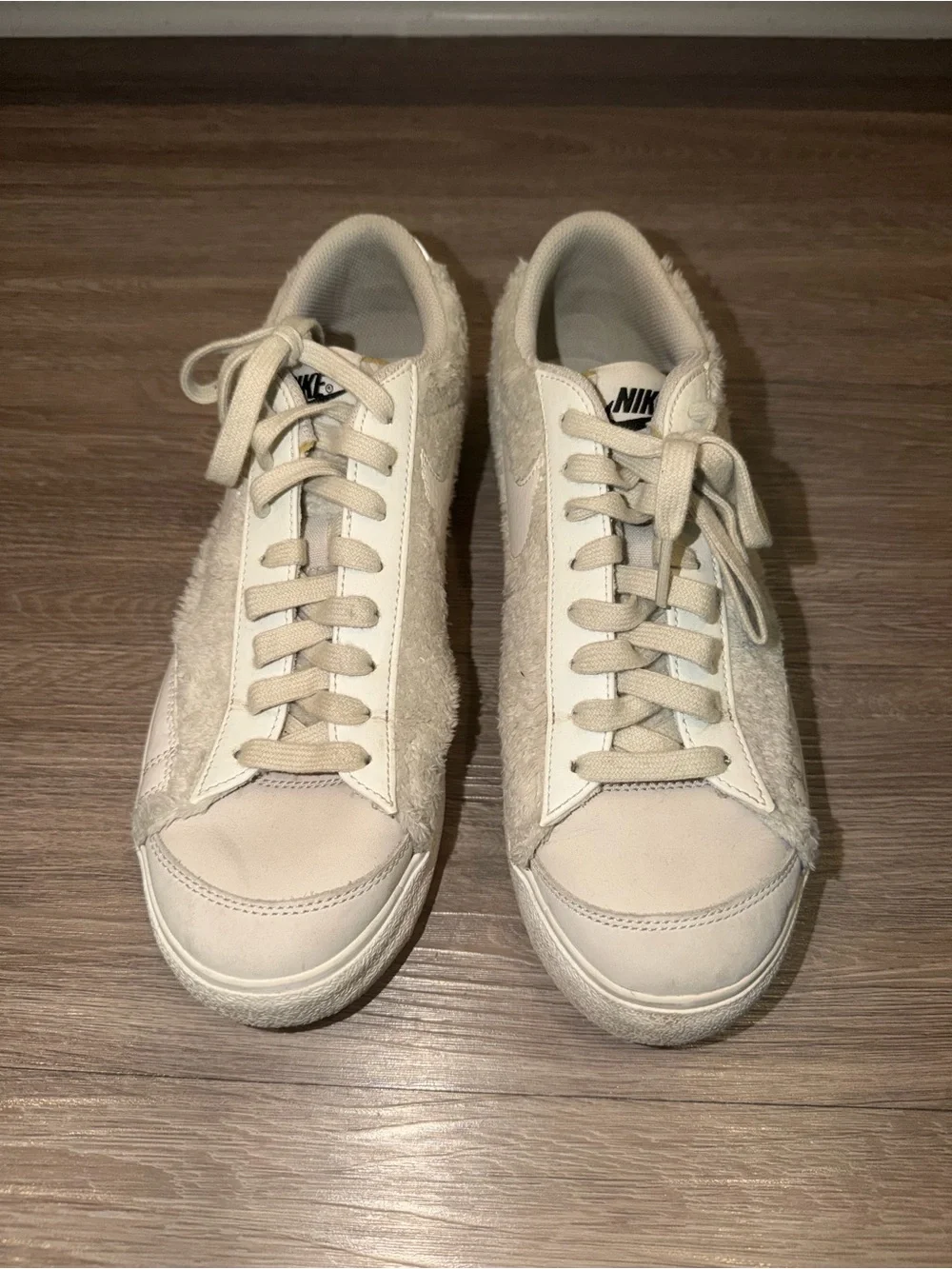 Nike Women’s Off-White Fuzzy Low-Top Sneakers
